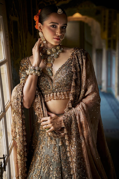 Copper Jade Lehenga Set