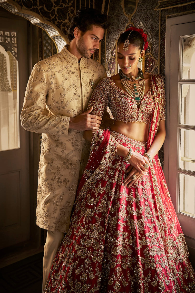 Ivory Gold Sherwani Set