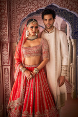 Ivory Gold Matka Silk Sherwani Set