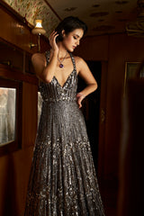 Gun Metal Sequin Gown