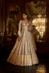 Silver Gold Jacket Lehenga Set