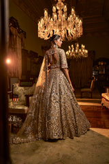 Gold Cut Work Lehenga Set