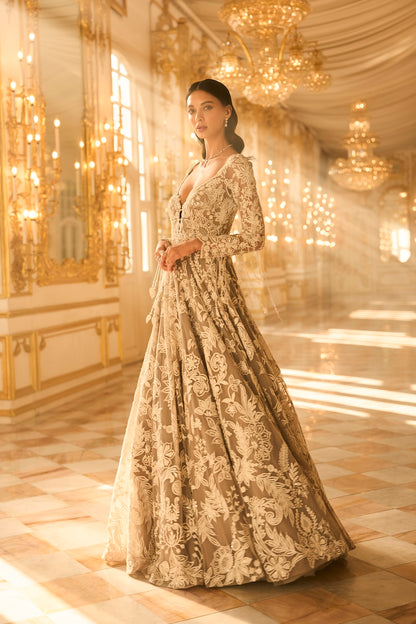 Slate Grey Floral Gown
