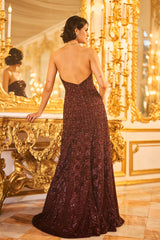 Wine Sequin Gown
