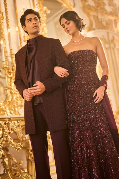 Wine Sequin Gown