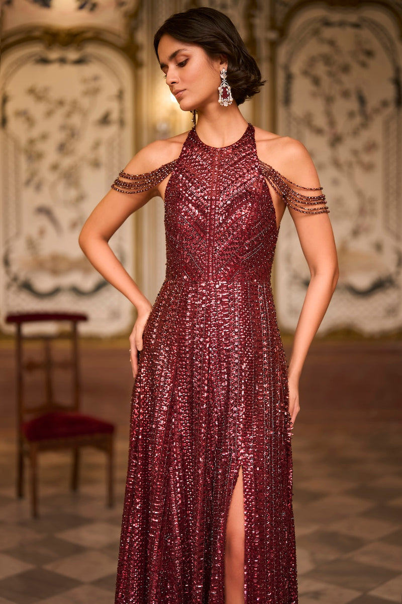 slim fit dress slacks Black Sparkle and Sequin Long Sleeve Wrap Midi Dress – AX Paris main image 1