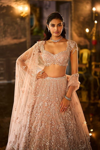 Mauve Sequin Lehenga Set