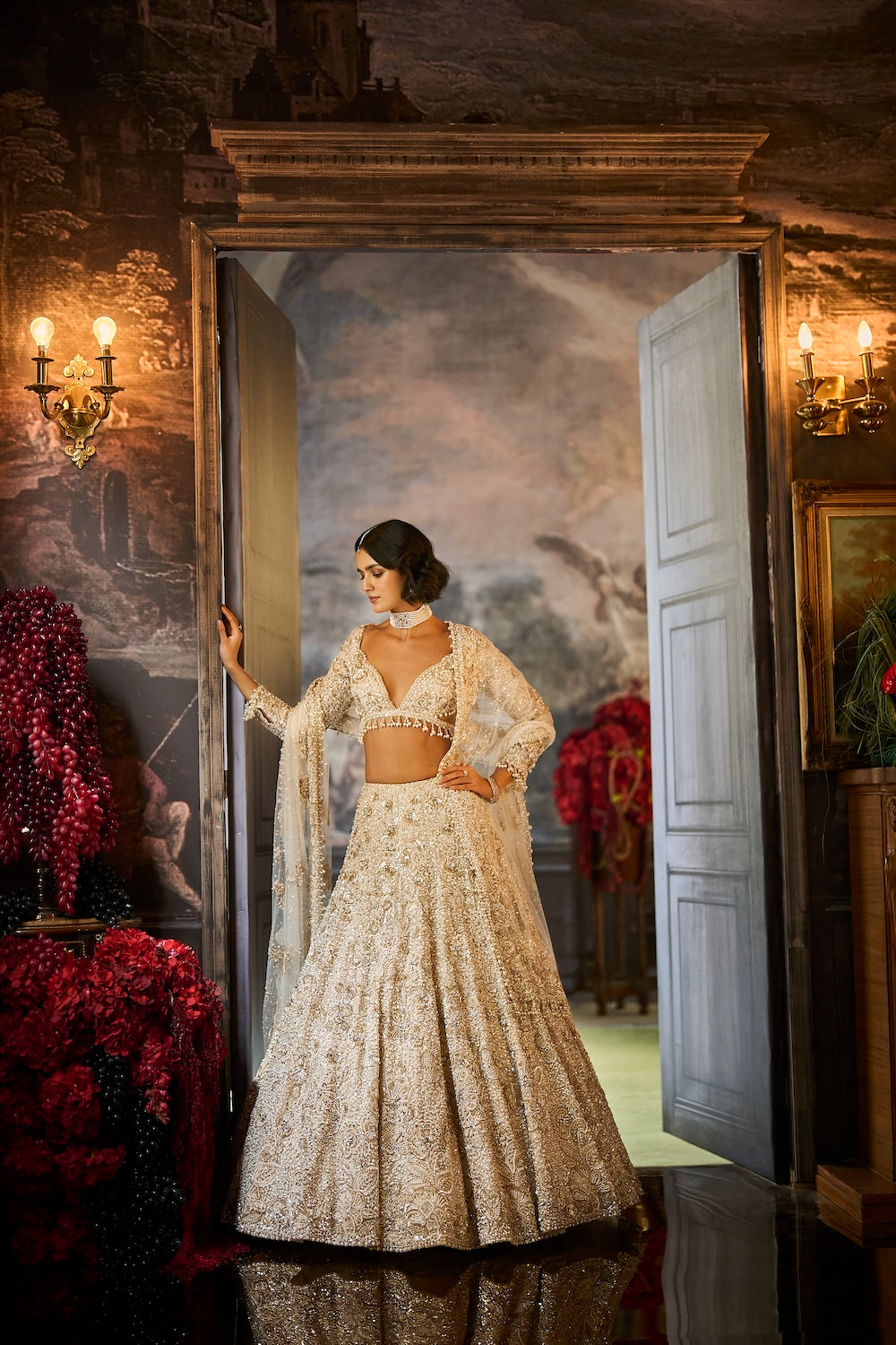 Ivory Sequin Lehenga Set