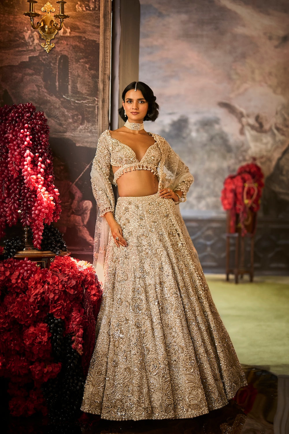 Ivory Sequin Lehenga Set