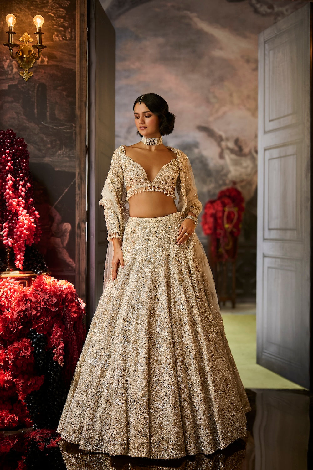 Ivory Sequin Lehenga Set