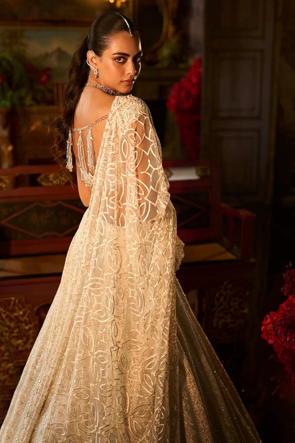 Ivory Crystal Lehenga Set
