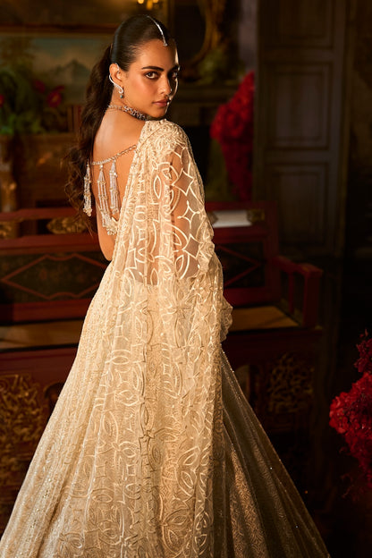 Ivory Crystal Lehenga Set