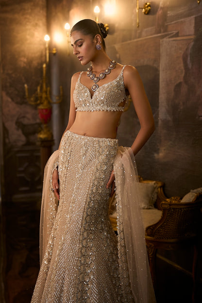 Champagne Fit & Flare Skirt Set