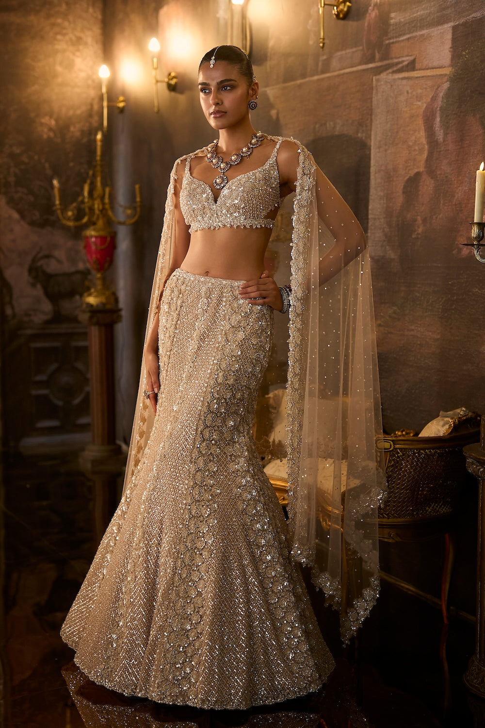 Champagne Fit & Flare Skirt Set