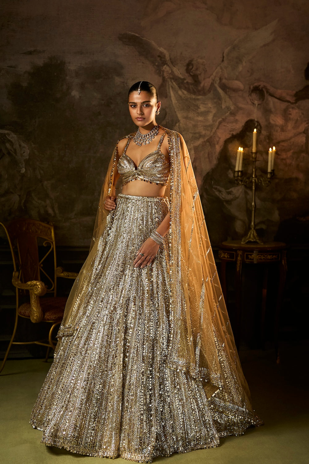 Gold Silver Lehenga Set