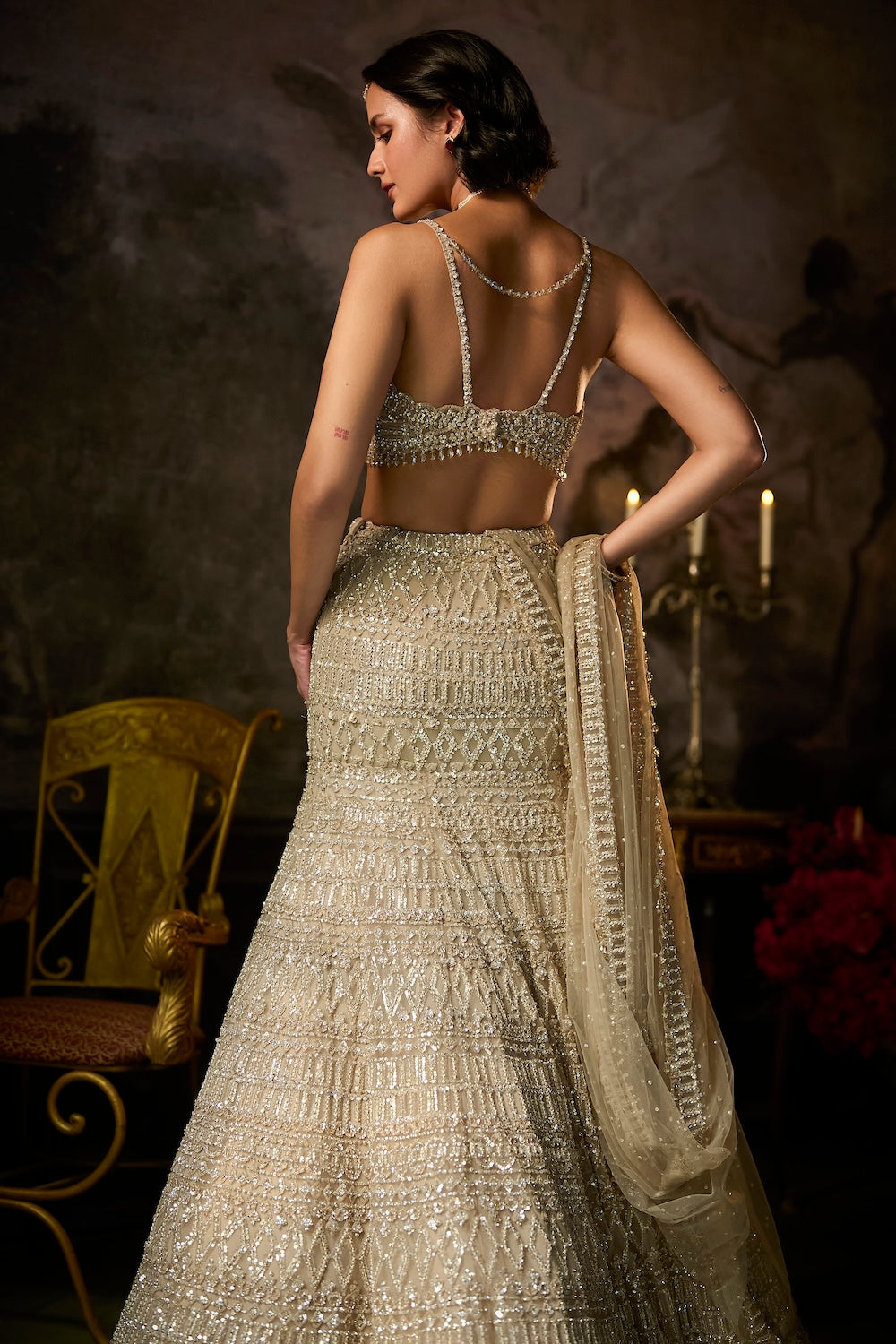 Champagne Nude Fit & Flare Skirt Set