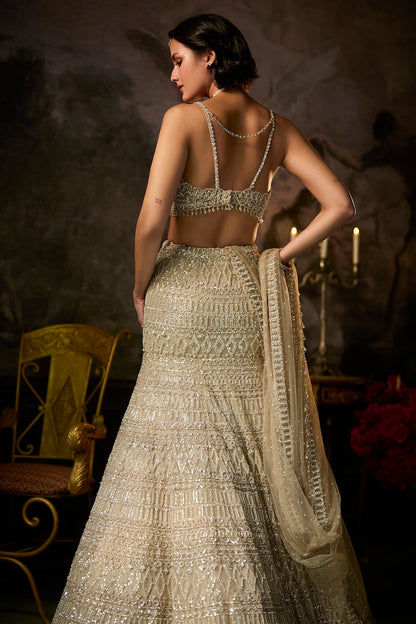 Champagne Nude Fit & Flare Skirt Set