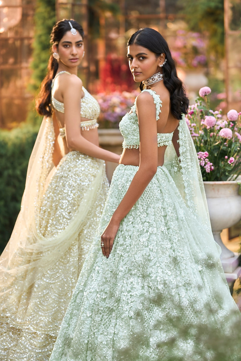 Soft Aqua Sequin Lehenga Set
