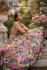 Multi-Coloured Floral Lehenga Set