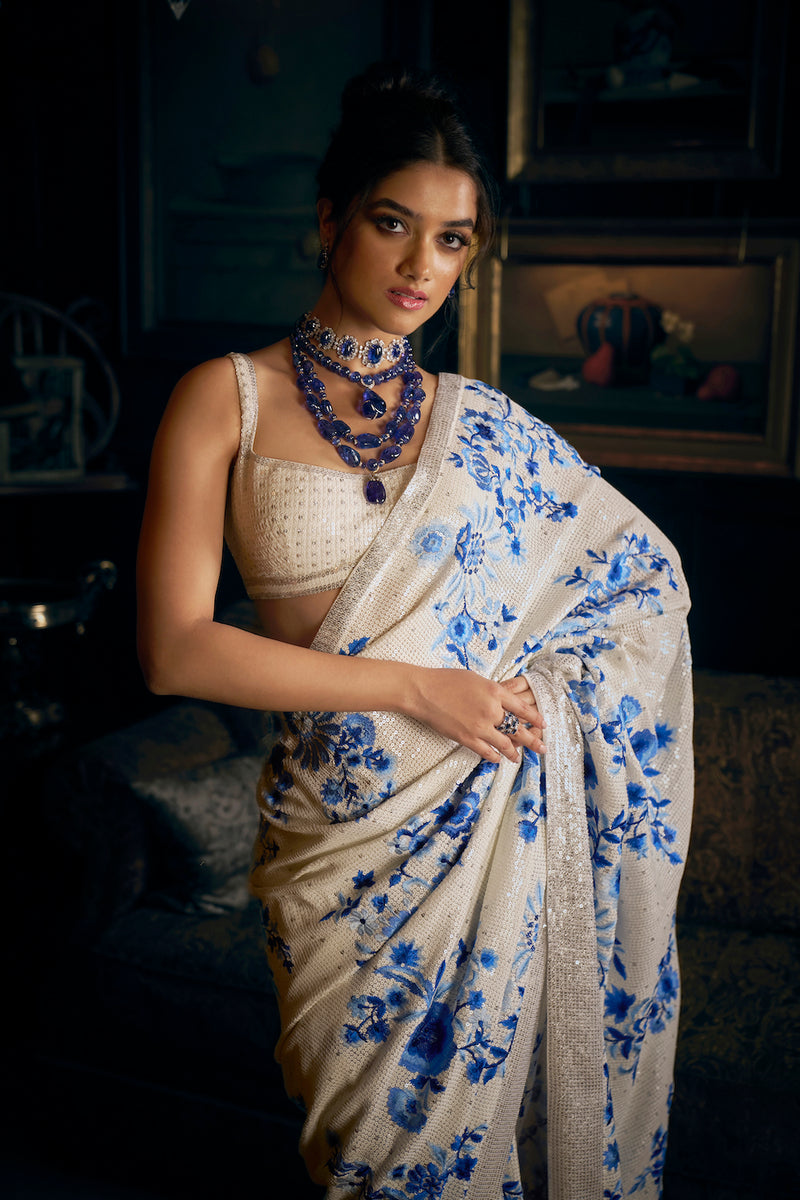 New designer printed and sequence work saree- ShopLance