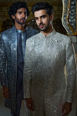 Ivory Mirror Work Sherwani Set