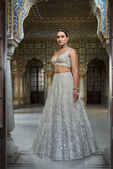 Ivory Mirror Work Lehenga Set