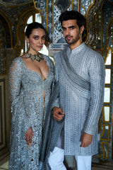 Slate Grey Dori Sherwani Set