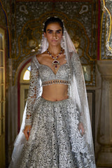 Silver Cut Work Lehenga Set