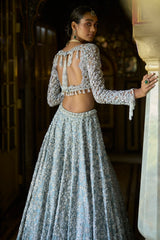 Ice Blue Tissue Lehenga Set