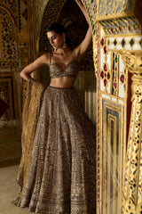 Antique Gold Sequin Lehenga Set