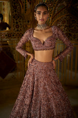 Plum Crystal Lehenga Set