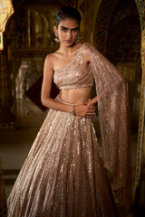 Rose Gold Sequin Lehenga Set