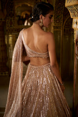 Rose Gold Sequin Lehenga Set