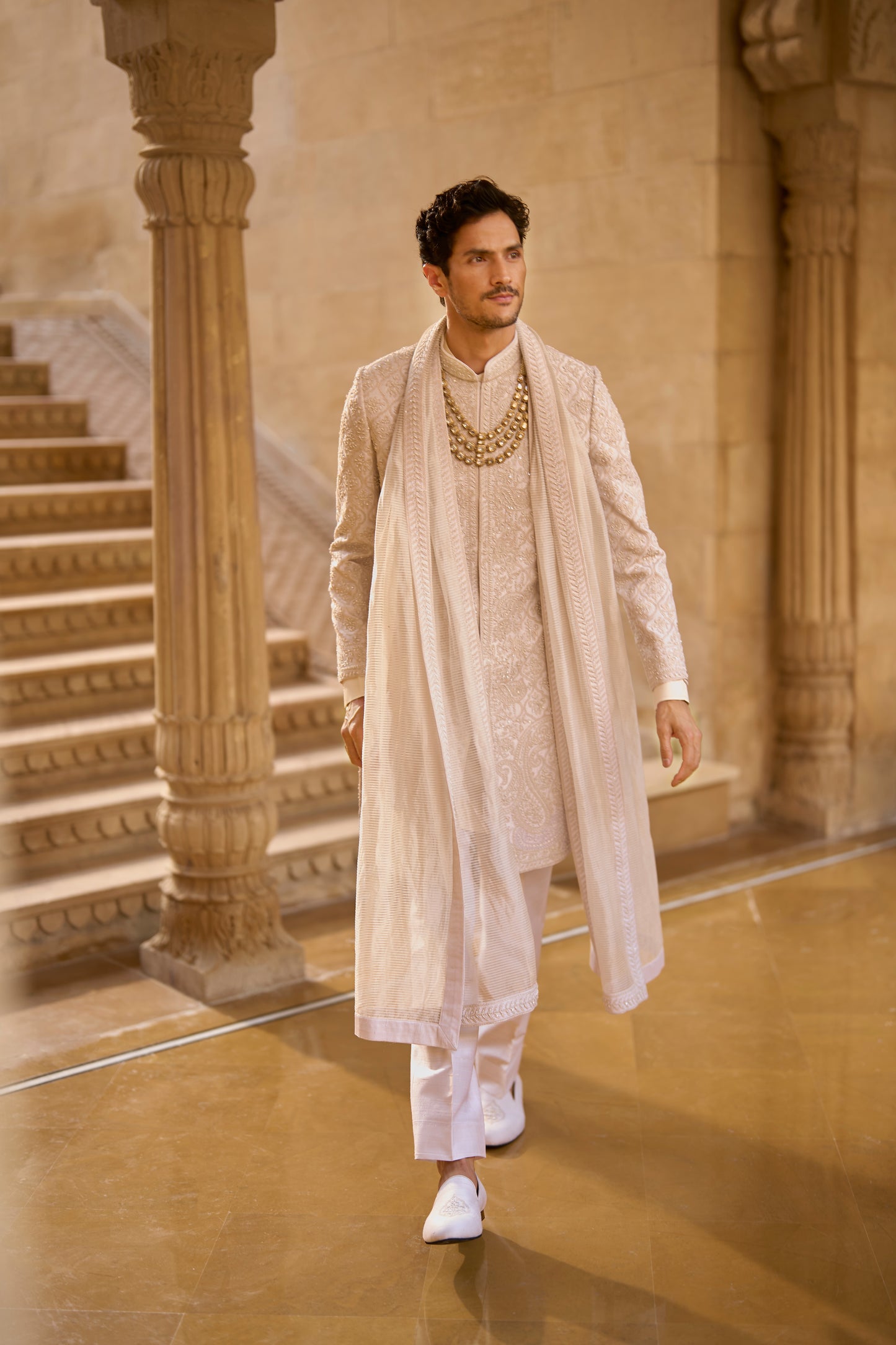 Ivory Abstract Sherwani Set