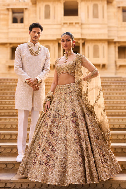 Ivory Abstract Sherwani Set