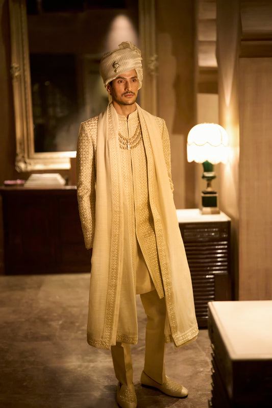 Ivory Nude Sherwani Set