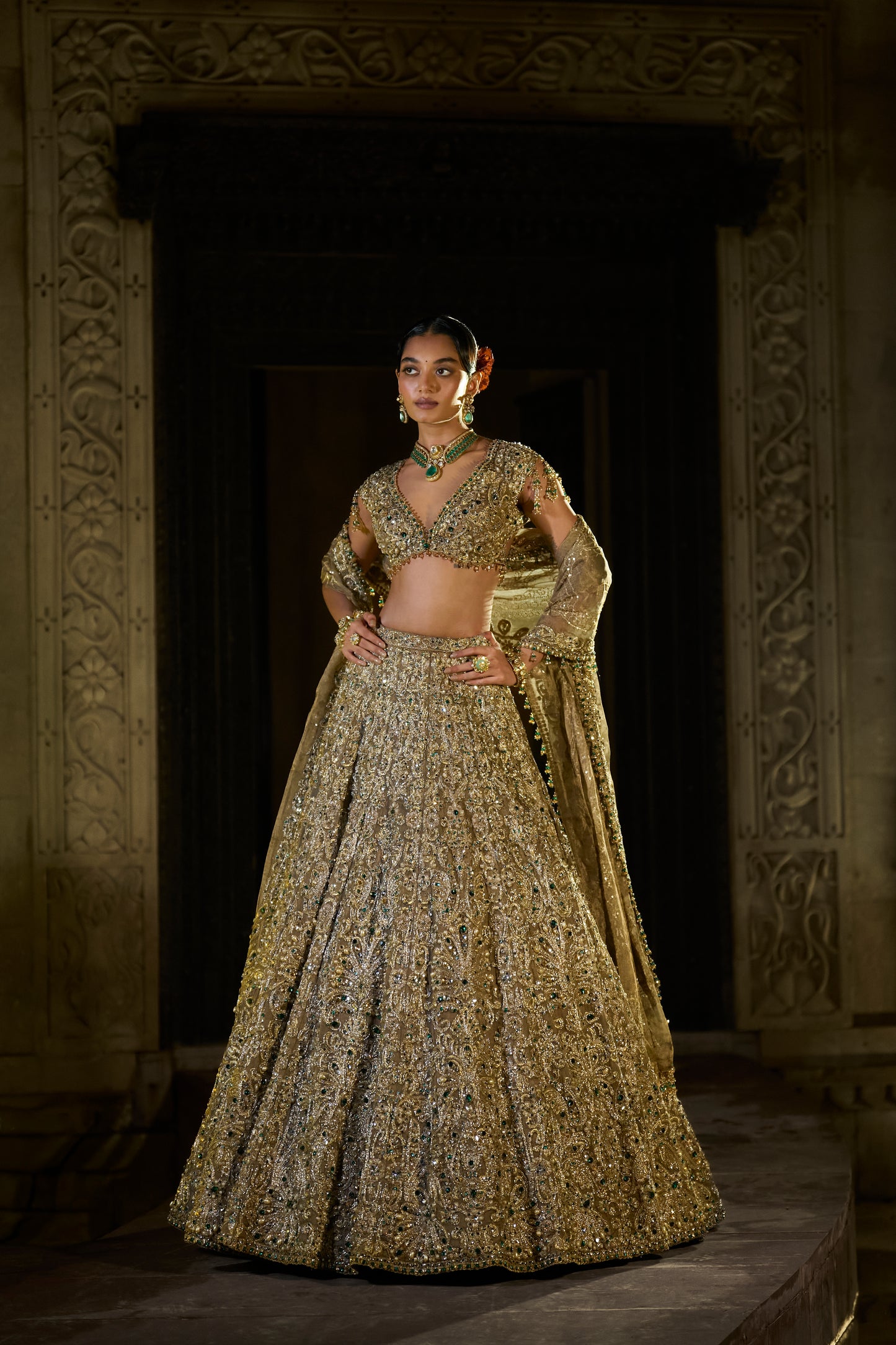Antique Emerald Lehenga Set