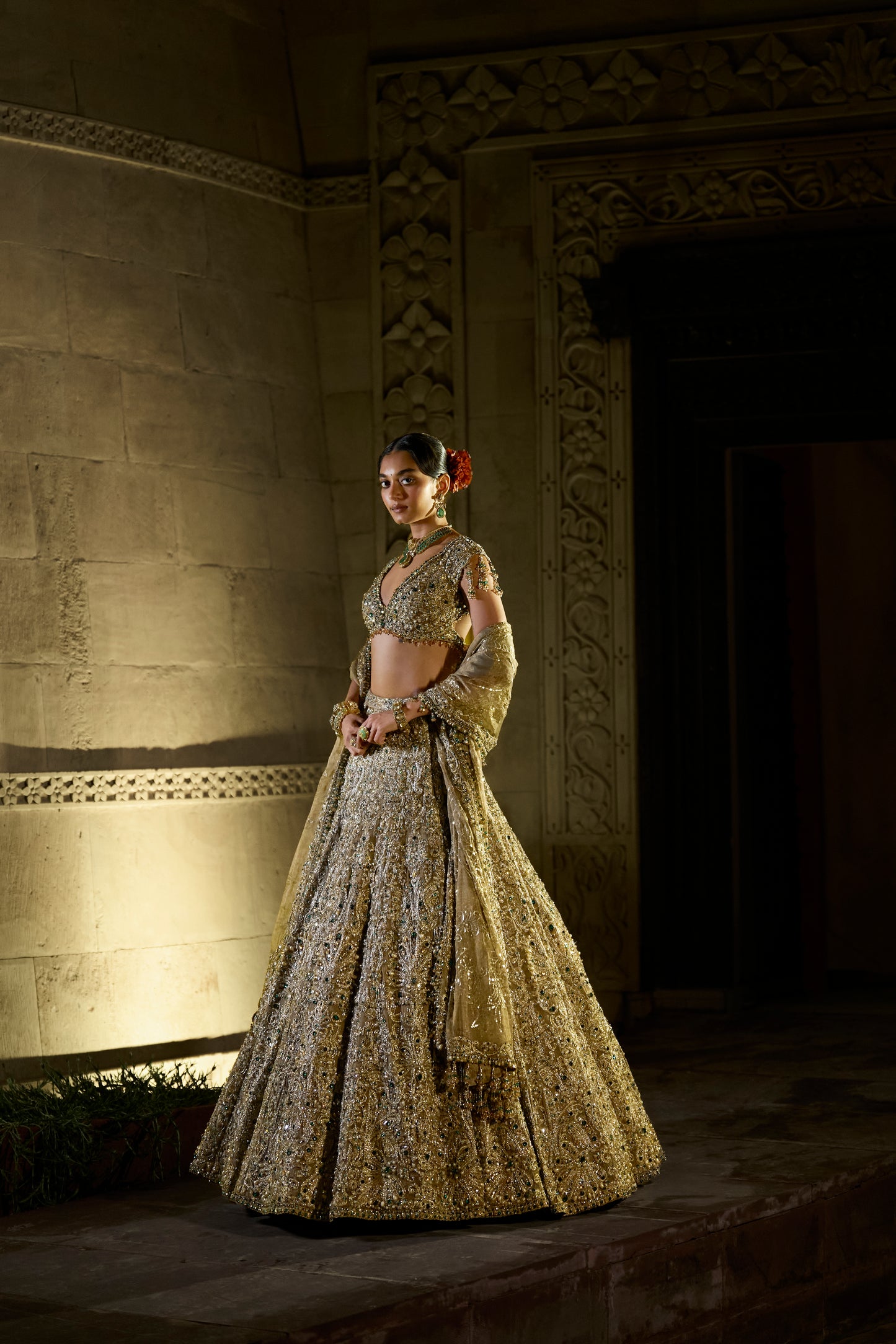 Antique Emerald Lehenga Set