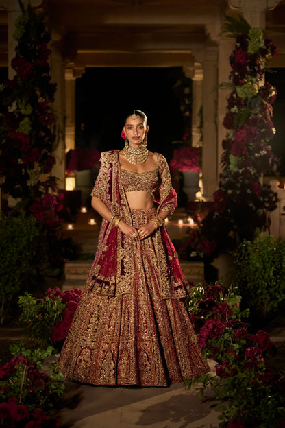 Plum & Maroon Zardosi Lehenga Set