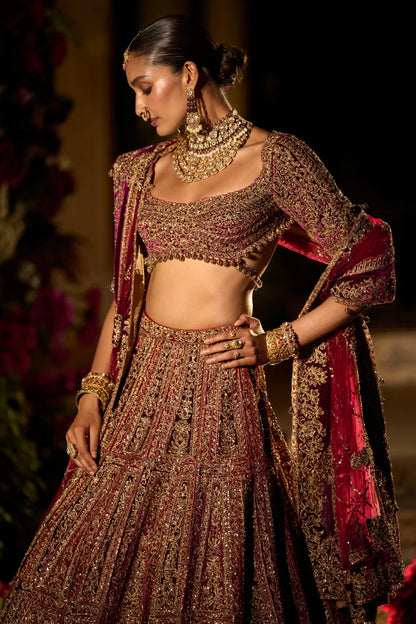 Plum & Maroon Zardosi Lehenga Set