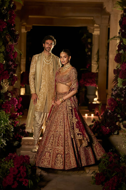 Slate Gold Sherwani Set