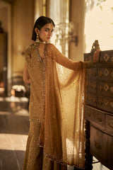 Gold Jewelled Sharara Set