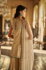 Champagne Emerald Crystal Sharara Set