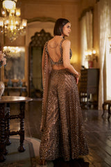 Brown Sequin Sharara Set