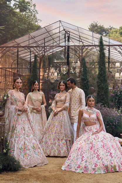 Multi-Coloured Floral Lehenga Set