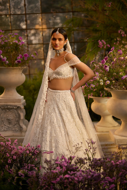 Ivory Floral Lehenga Set