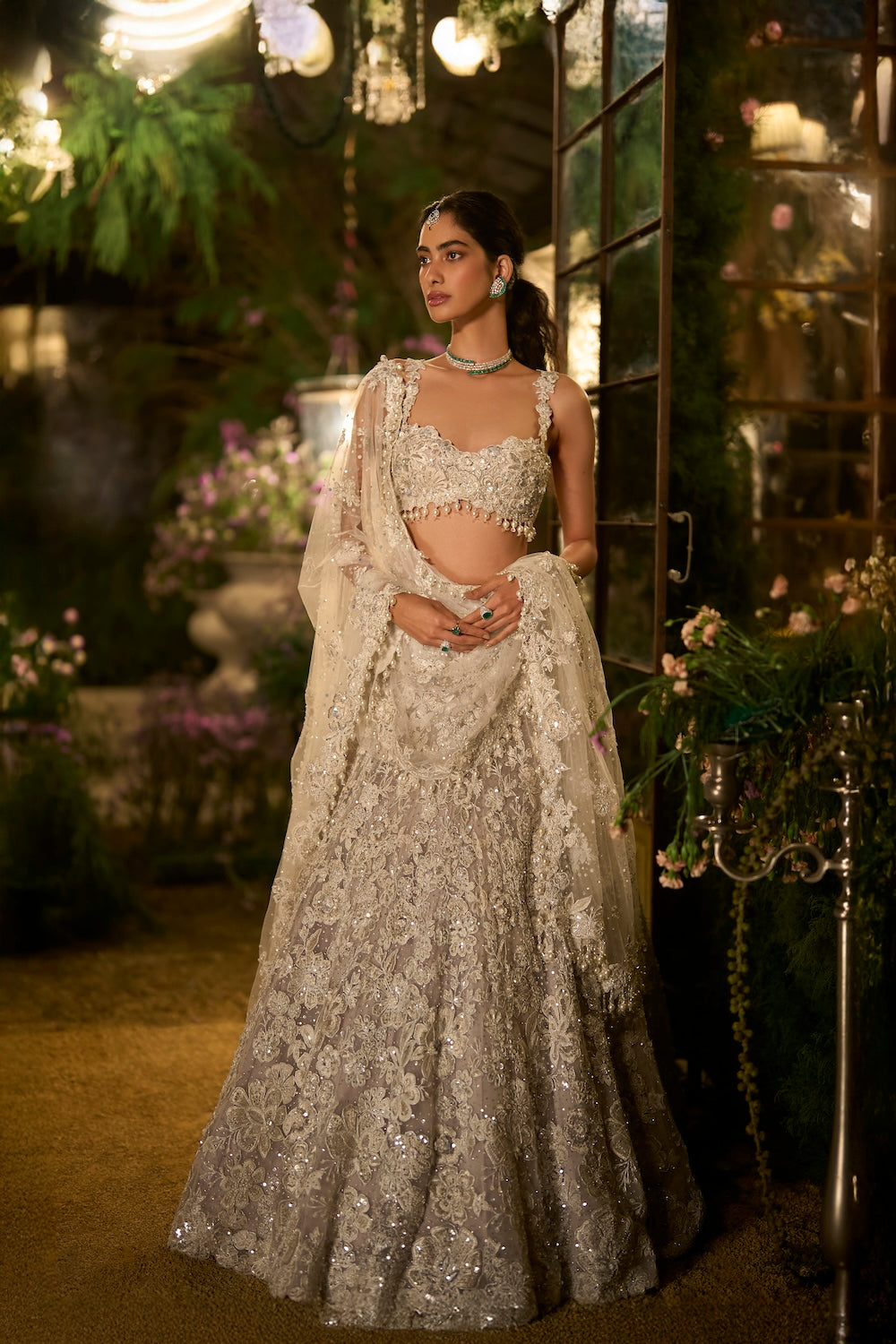 Ice Grey Pearl Lehenga Set