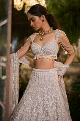 Slate Grey Sequin Lehenga Set