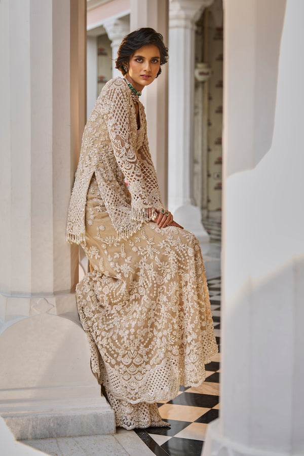 Nude Pearl Sharara Set