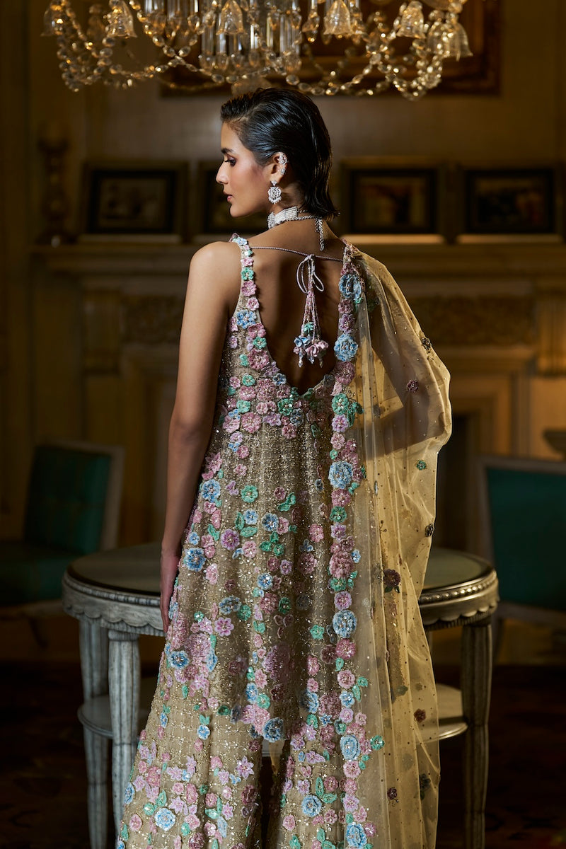 Multi-Coloured Three-Dimensional Sharara Set